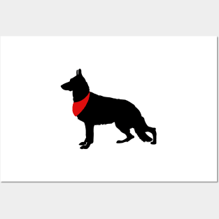 German Shepherd Dog Pattern Red Posters and Art